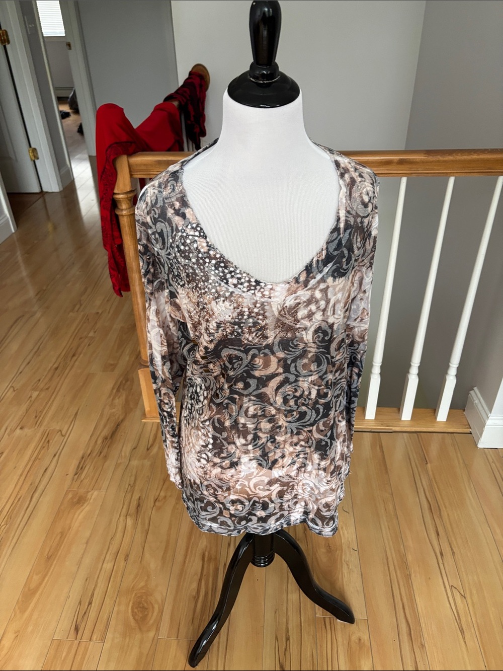 Bleu Rod Beattie Neutral Swirl V-Neck Tunic